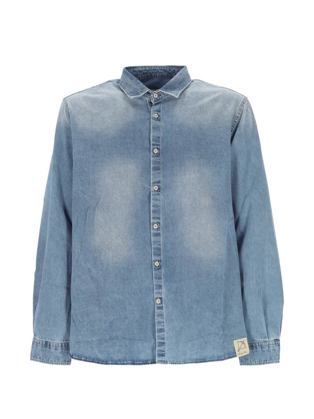 Family First faded-effect denim shirt - Blu