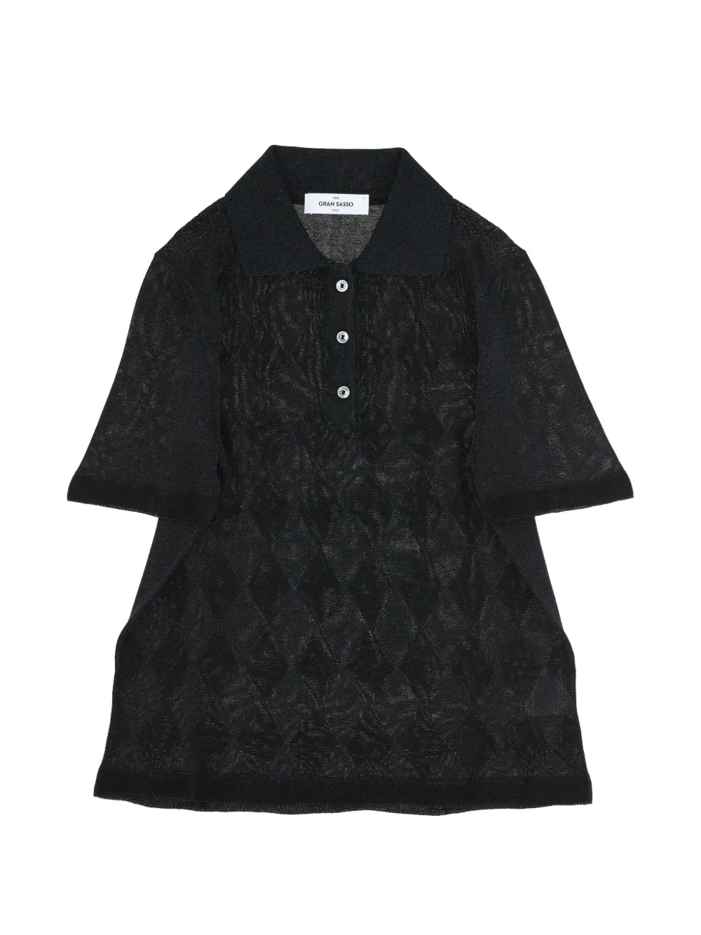 Gran Sasso argyle-knit short-sleeve polo top - Nero