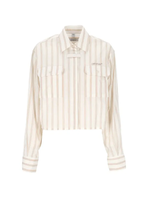 Off-White Striped Pocket Shirt in Neutrals