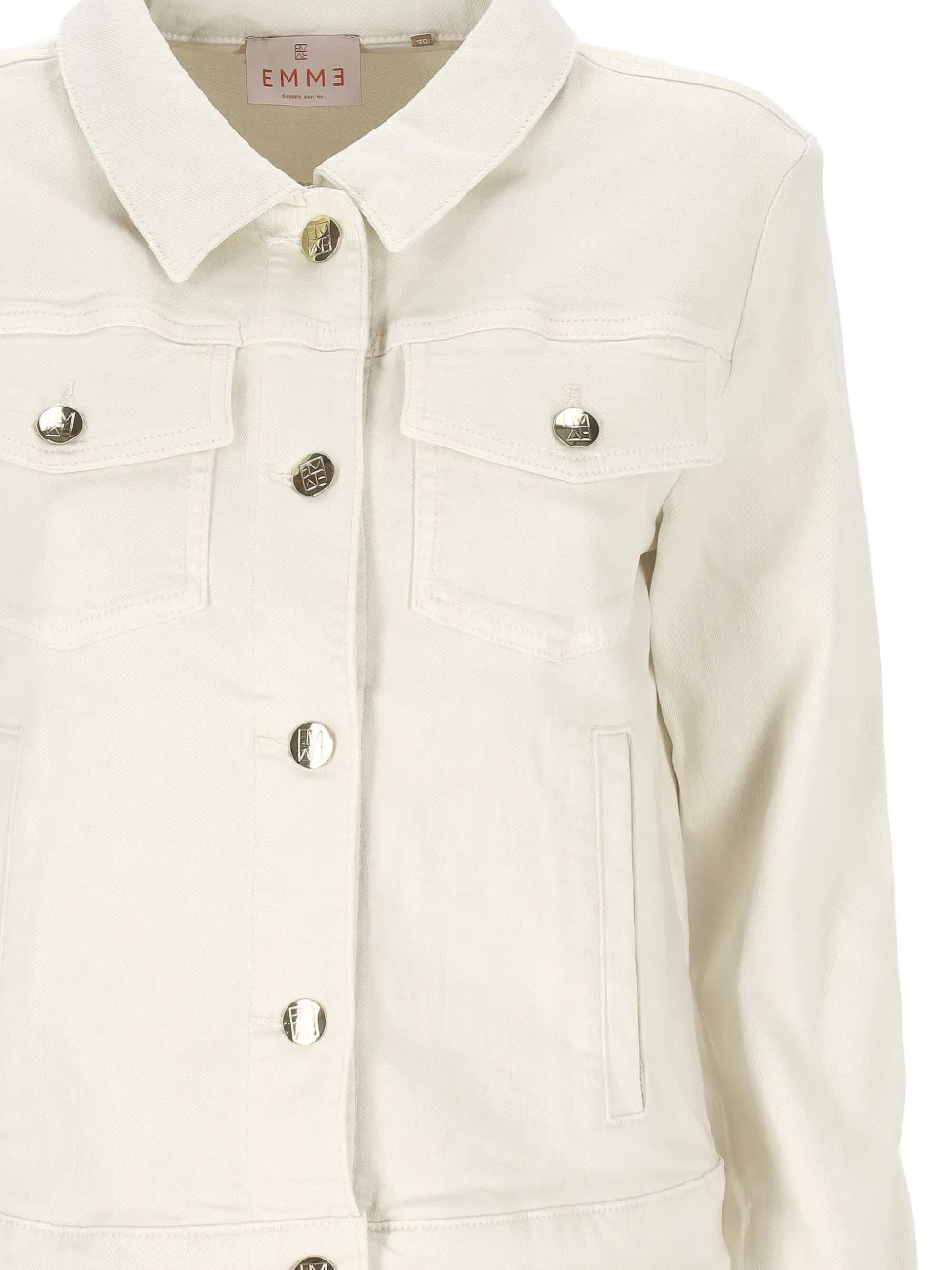 Marella Denim jack met logoknoop Beige