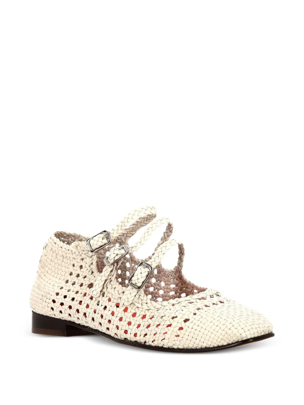 Carel Paris Ariana gevlochten leren ballerina's Beige