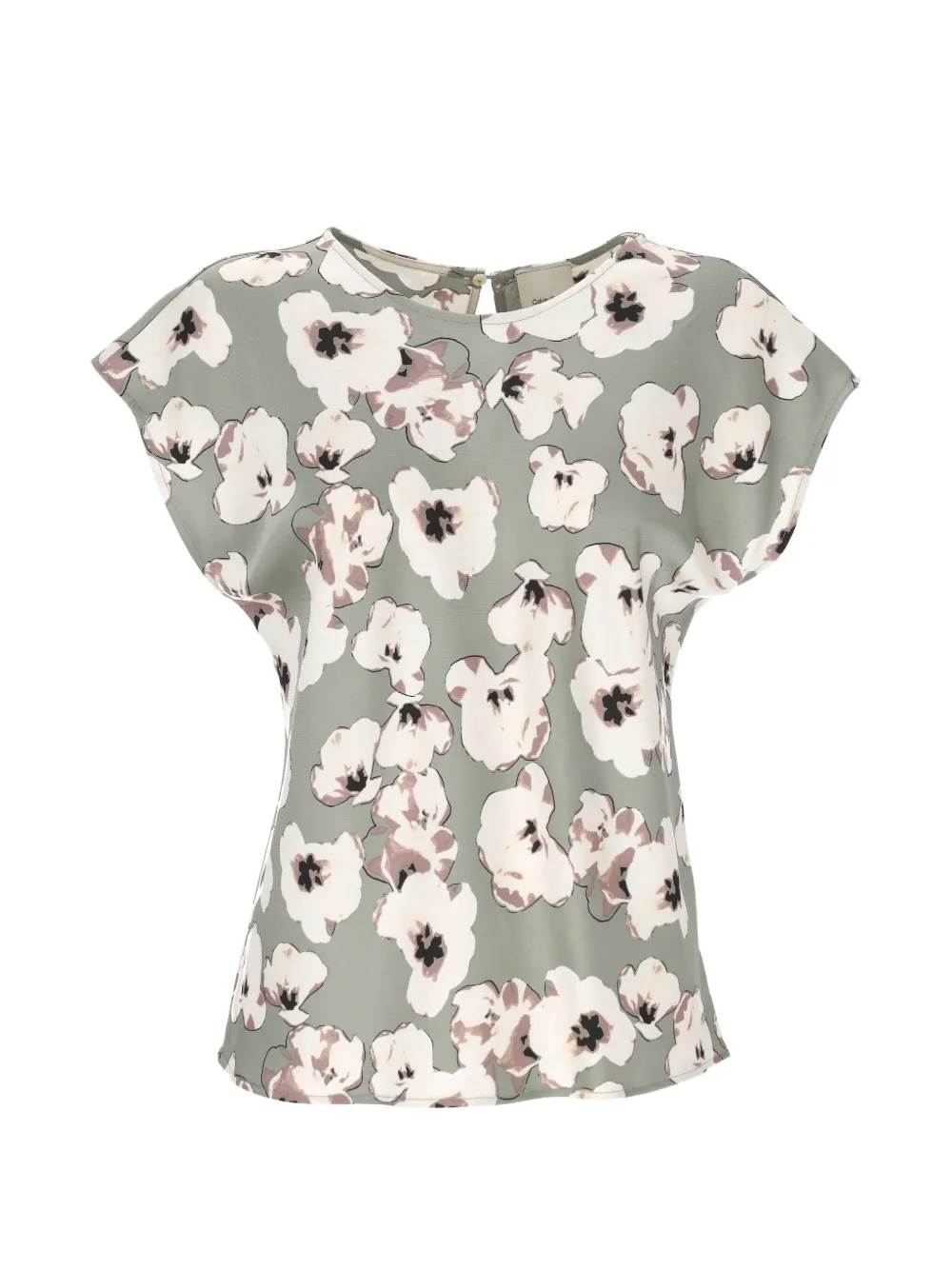 Calvin Klein floral-print cap-sleeve top - Verde