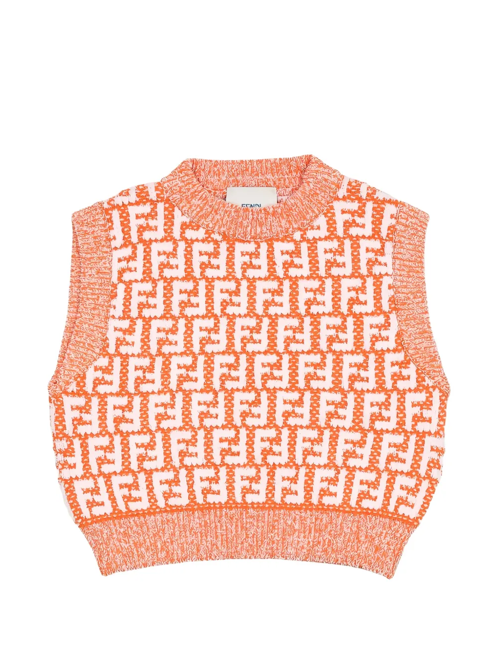 Fendi Kids FF logo knitted sweater vest - Orange