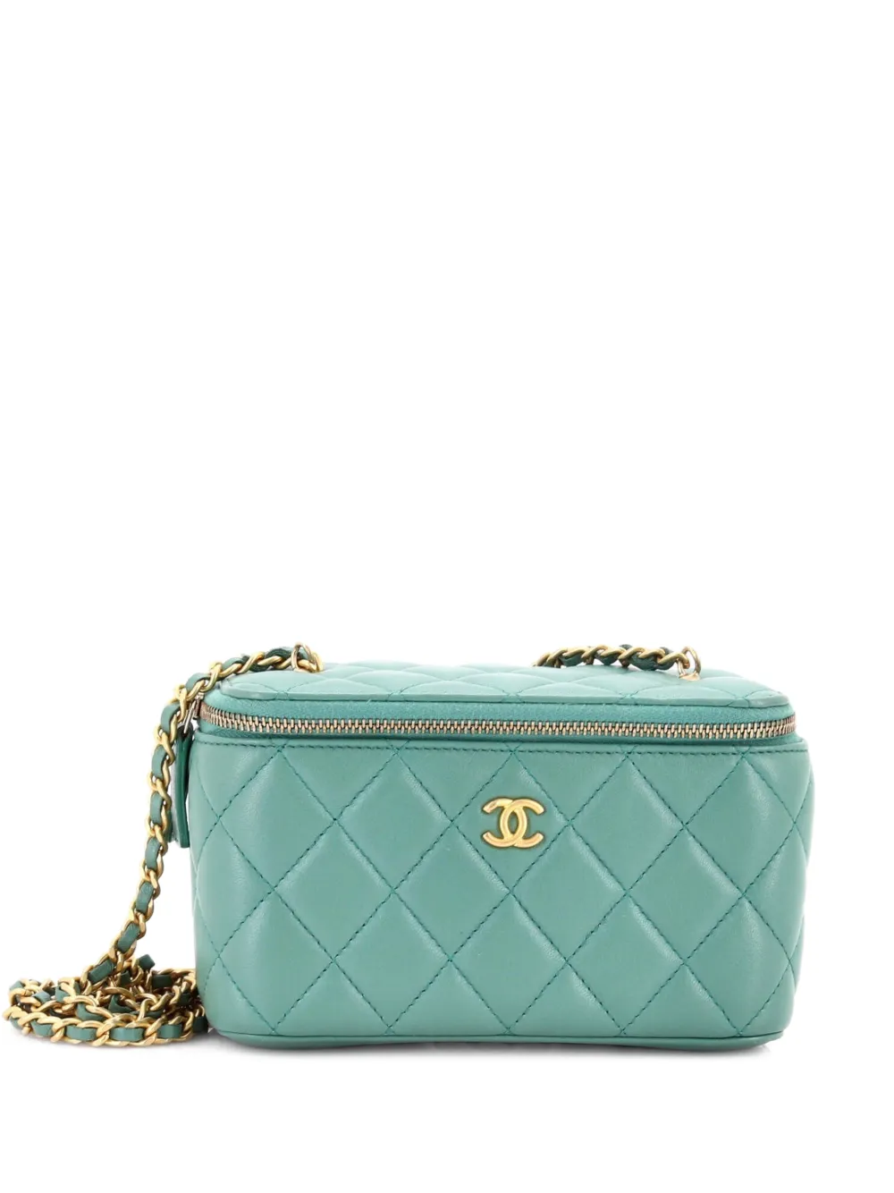CHANEL Pre-Owned Pearl Crush Vanity Case with Chain Quilted Lambskin Small clutch bag - Verde