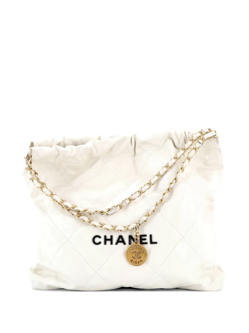 CHANEL Pre-Owned 22 Chain Quilted Calfskin Medium hobo bag - Bianco