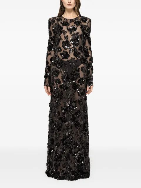 NISSA sequinned tulle maxi dress