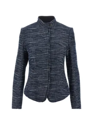 Emporio Armani Zip Textured Jacket | Black | FARFETCH IL
