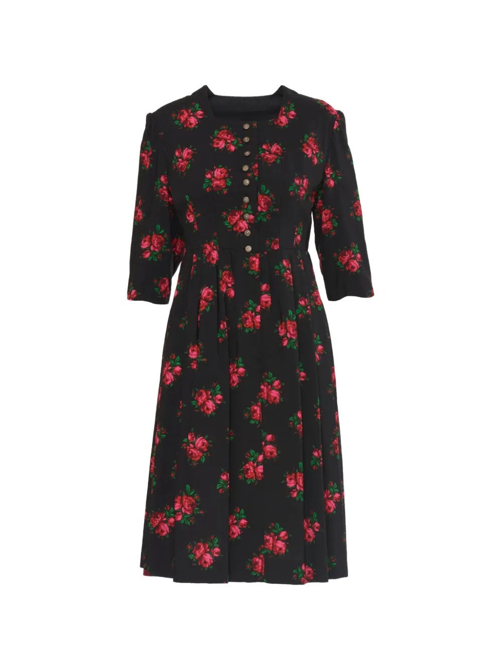 Vintage 2019 floral-print midi dress - Nero
