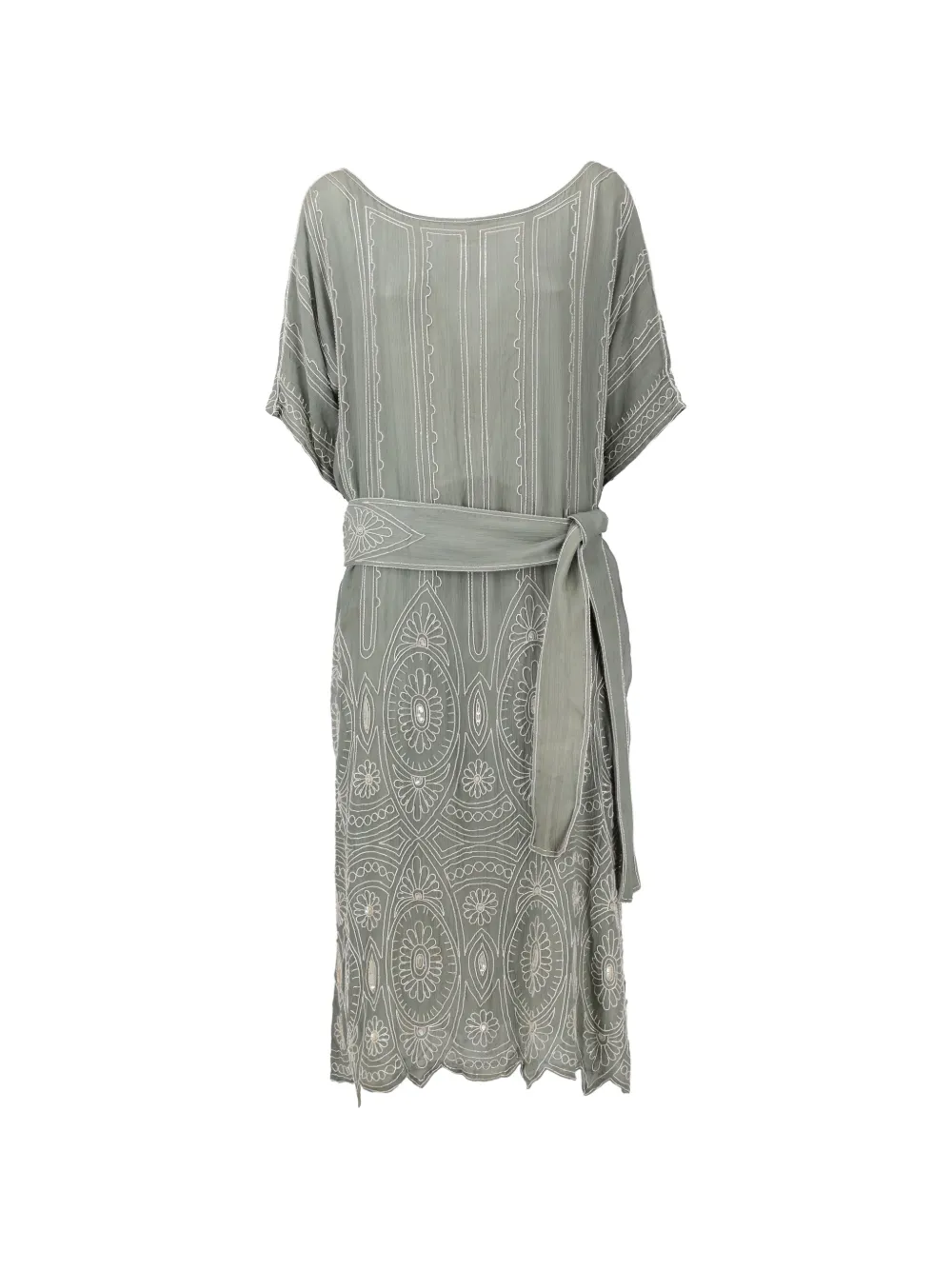 Vintage beaded belt midi dress - Verde