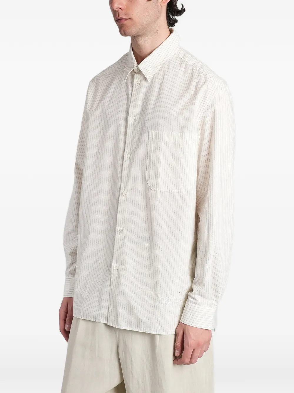 Maison Kitsuné Gestreept overhemd van katoen Beige