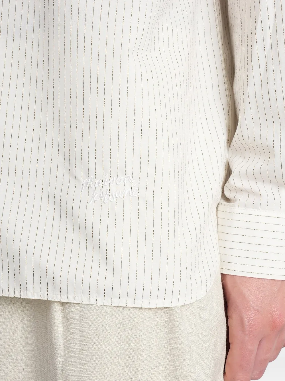 Maison Kitsuné Gestreept overhemd van katoen Beige