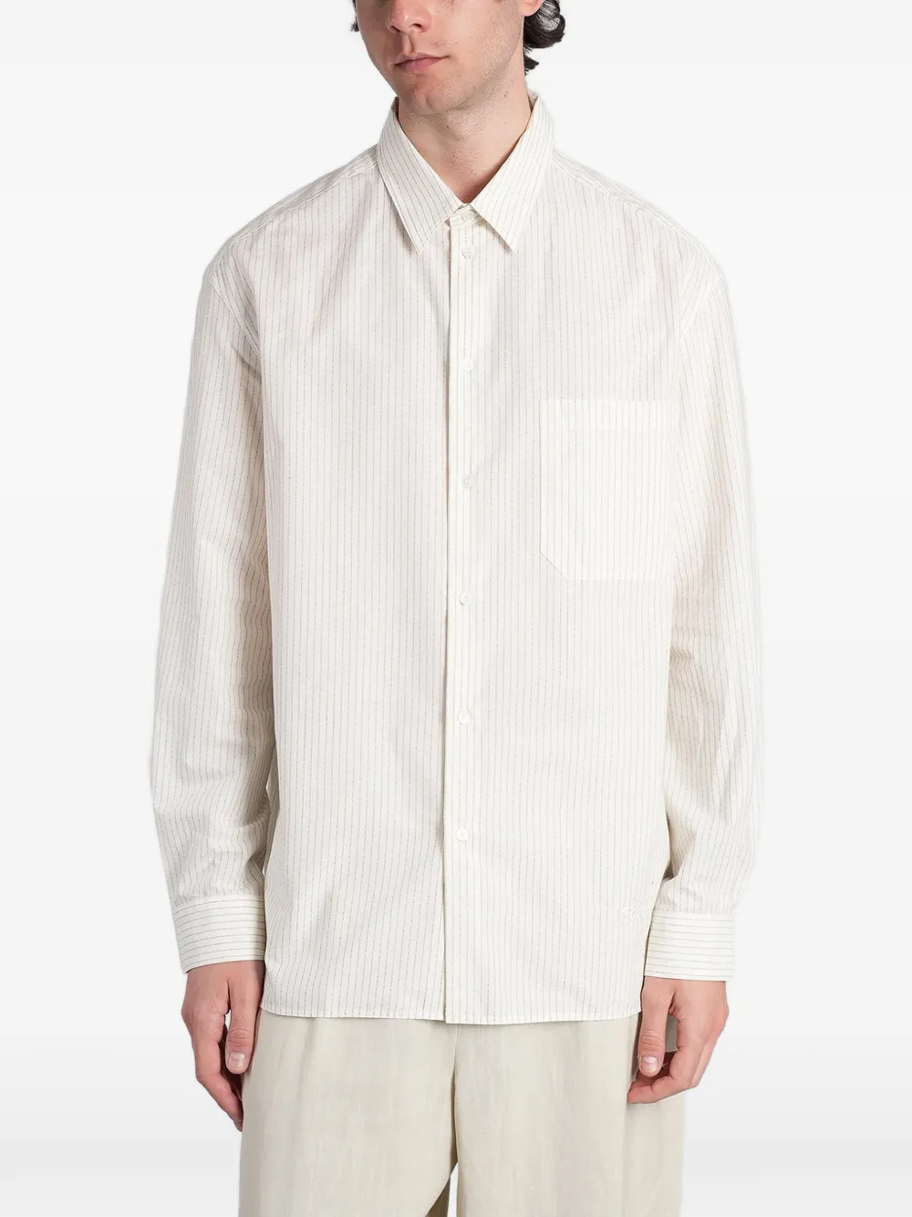 Maison Kitsuné striped oversized cotton shirt - Nude