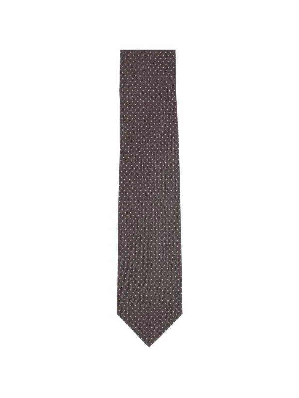 Barba Polka-dot Tie in Brown