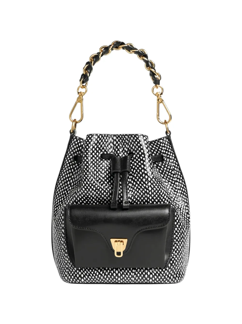 Coccinelle snake-print leather bucket bag - Nero