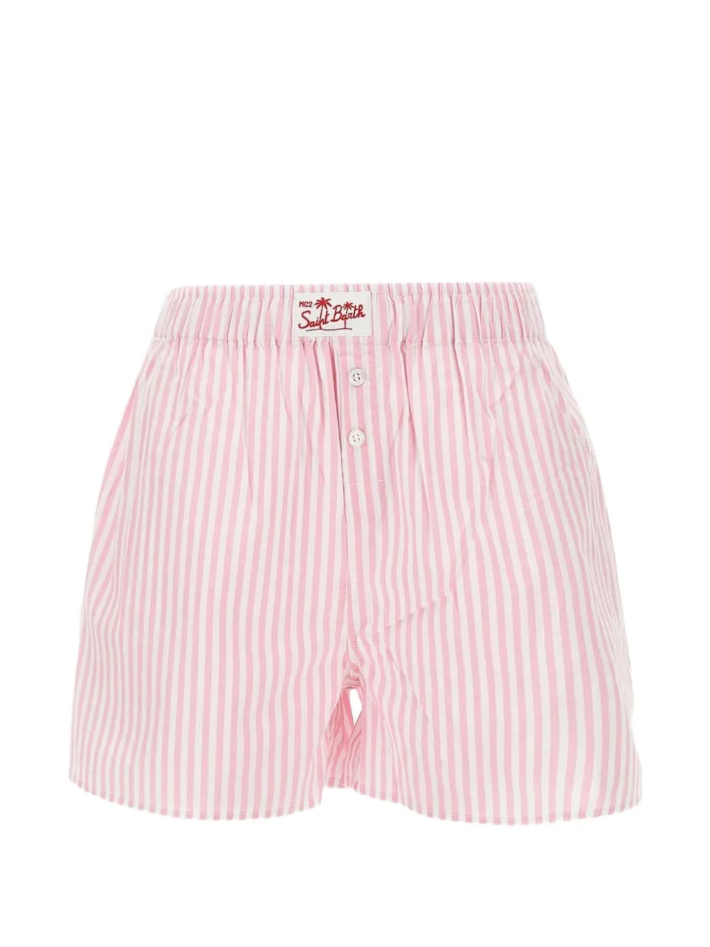 MC2 Saint Barth Kids striped logo-patch shorts - Rosa