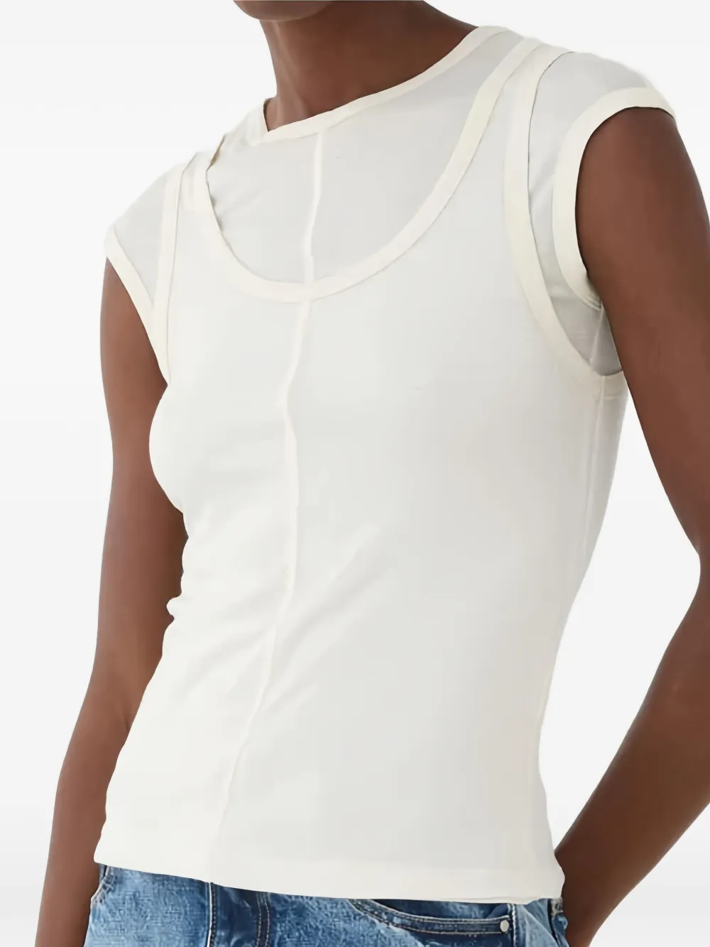 Eleh layered-design round-neck top - Toni neutri