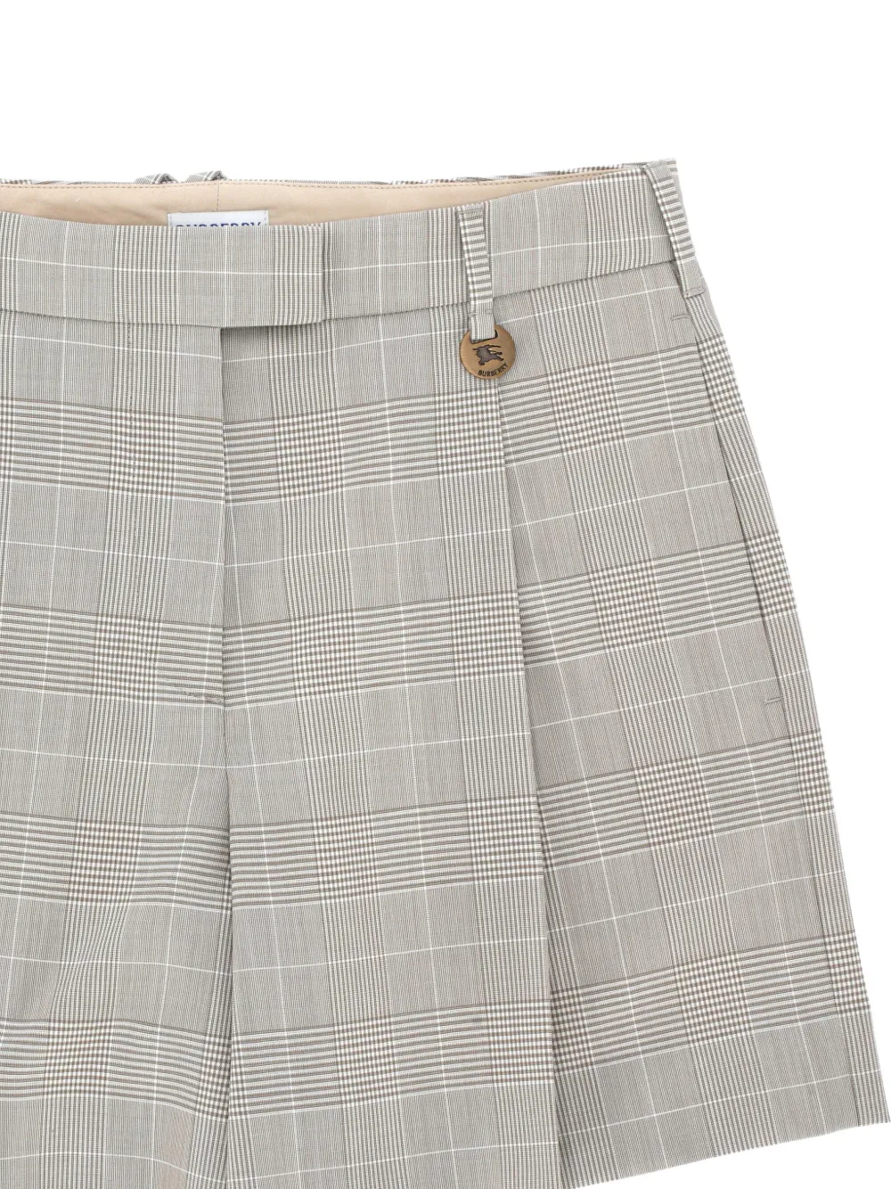  Burberry Checked Pleated Shorts - White 