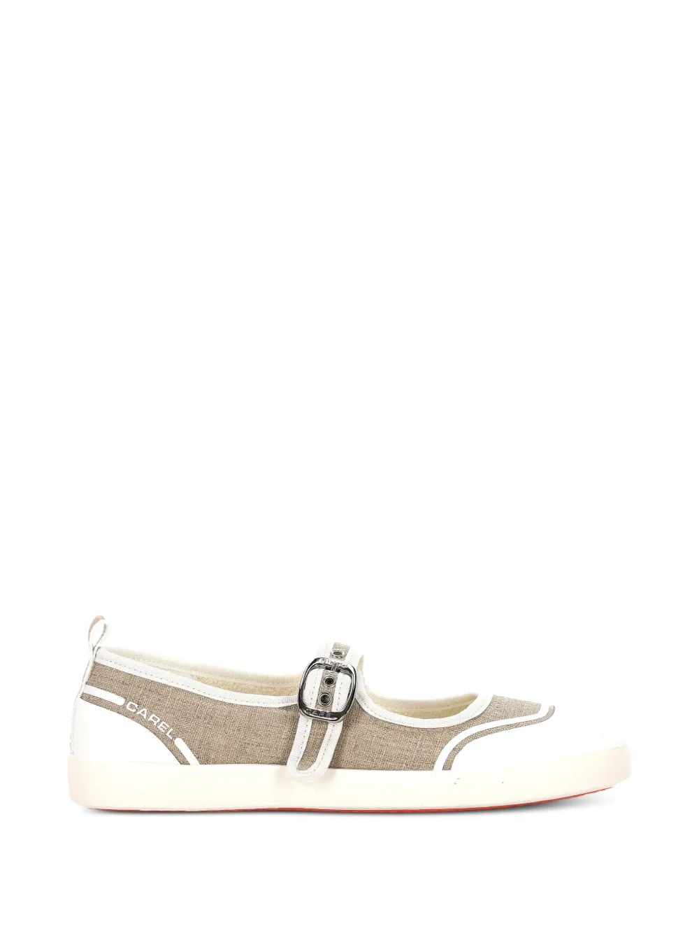 Carel Paris Buckle Strap Ballet Flats In White