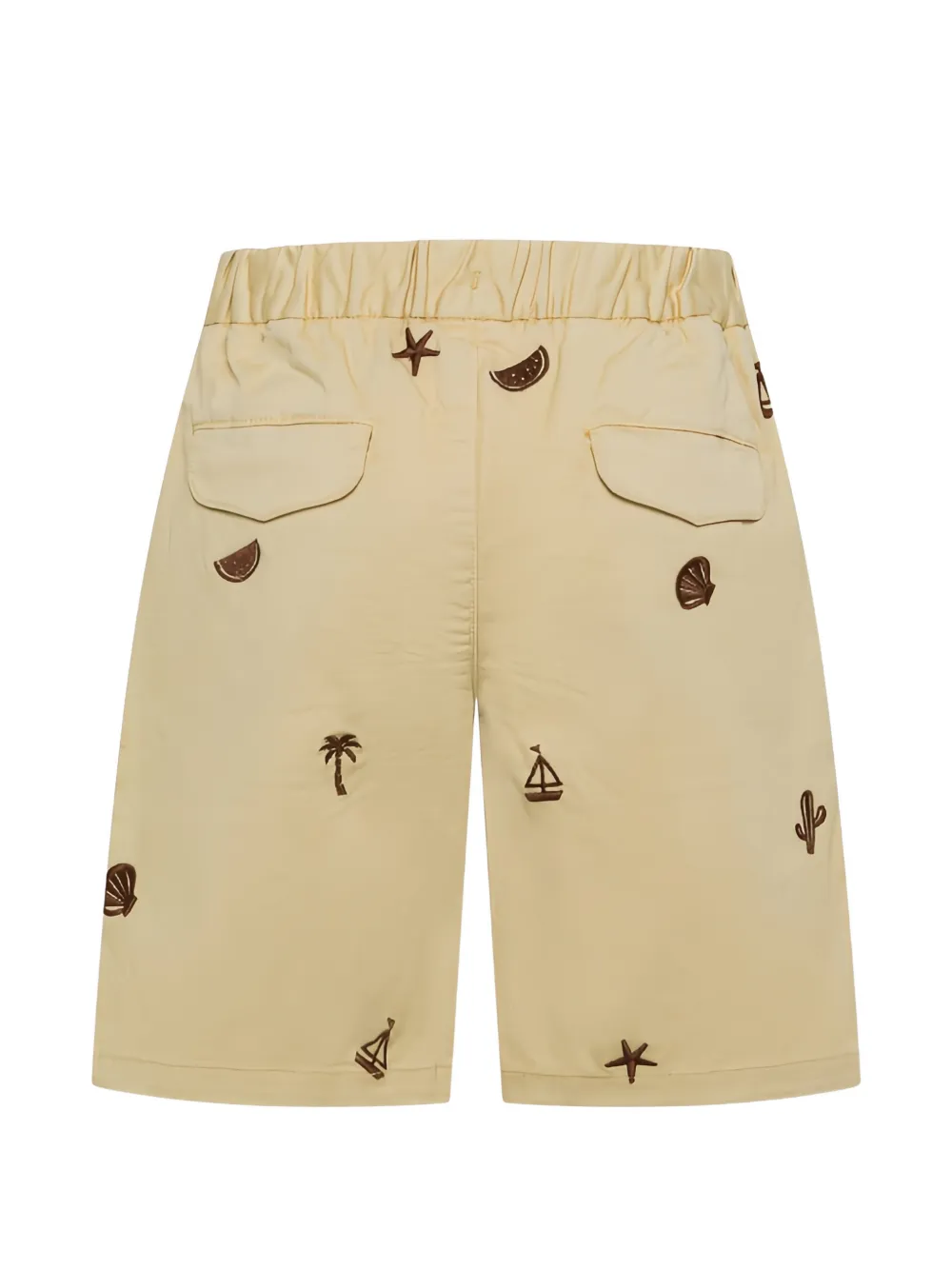 SUN68 KIDS Shorts met trekkoord en borduurwerk Beige