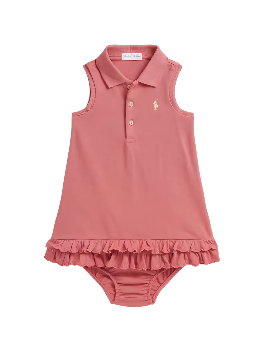 POLO RALPH LAUREN KIDS Gerüschtes Piqué-Kleid - Rosa