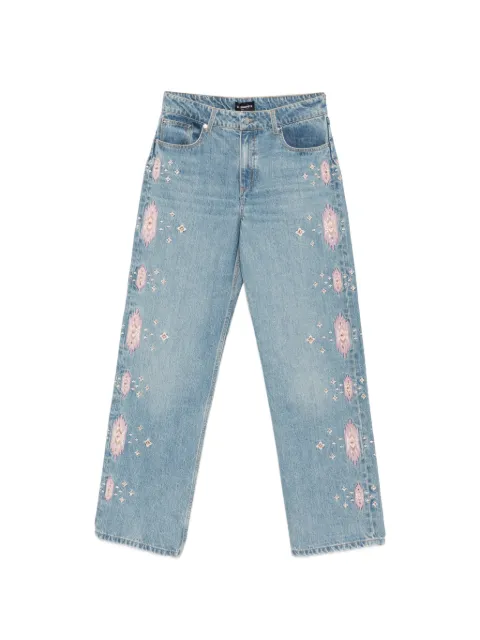 Retrofete jeans bordados con detalles de cristal