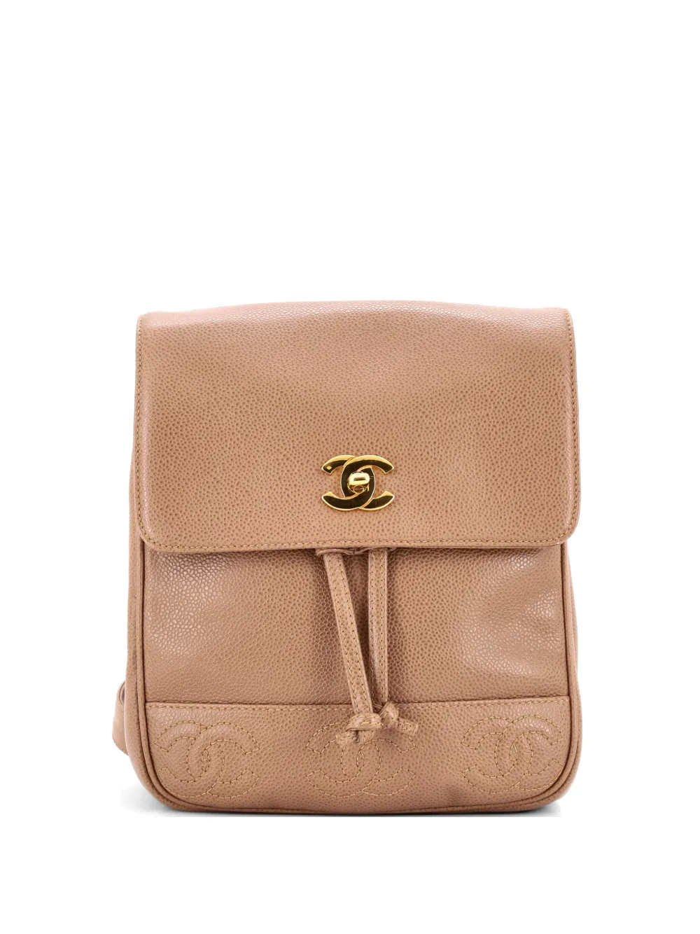 CHANEL Pre-Owned Triple Stitched CC Flap Caviar Small backpack - Toni neutri
