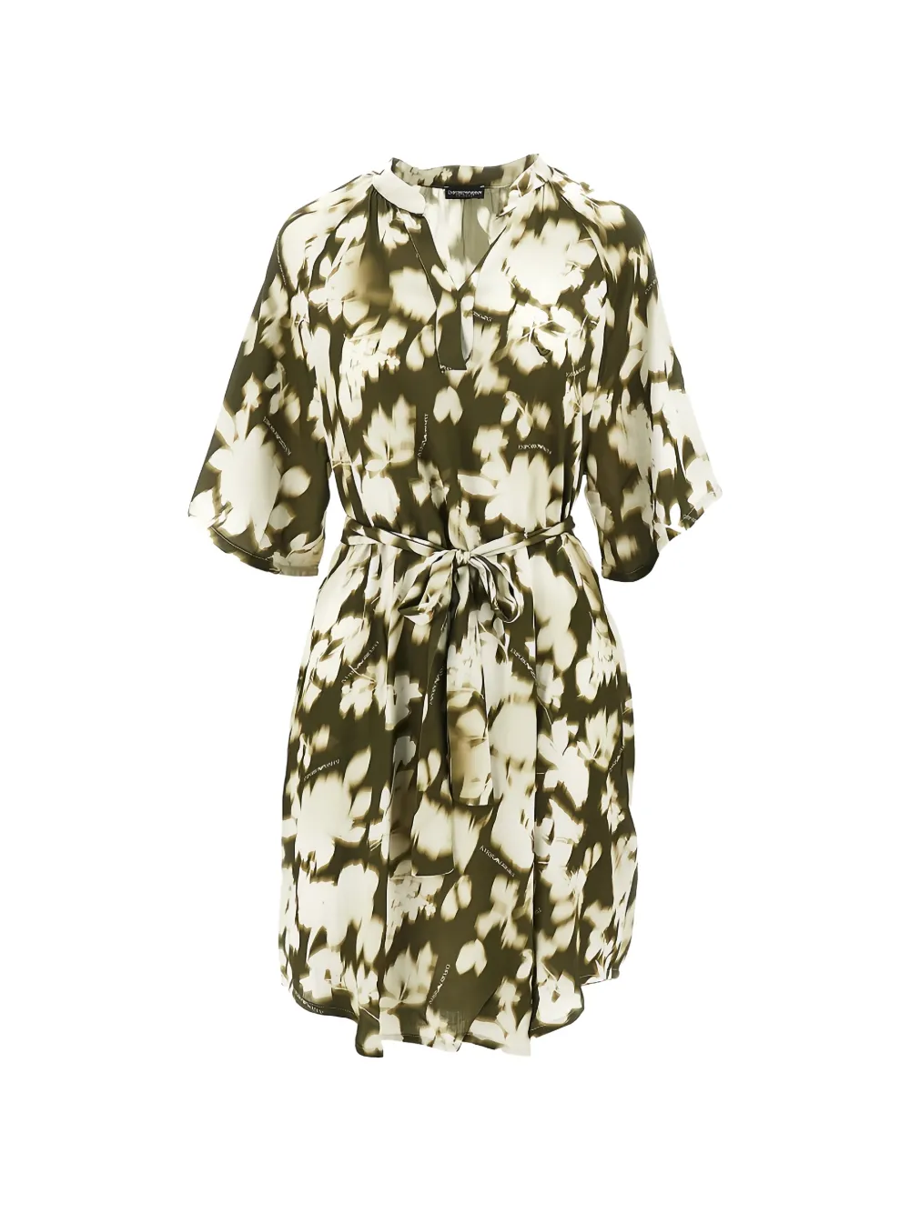 Emporio Armani floral-print tied dress - Verde