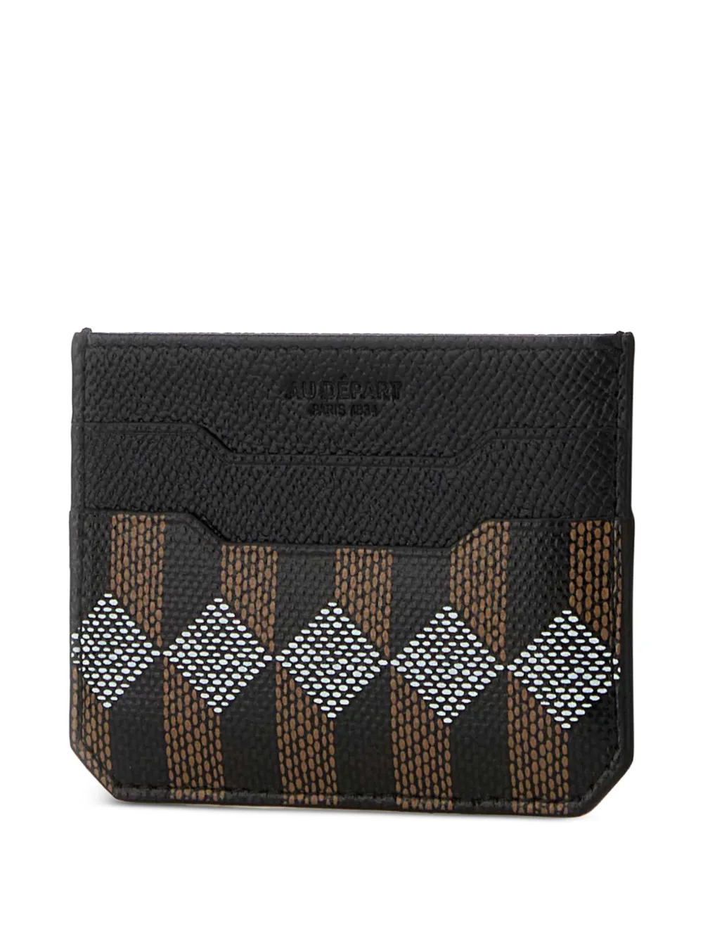  Au Départ Printed Leather Card Holder - Black 