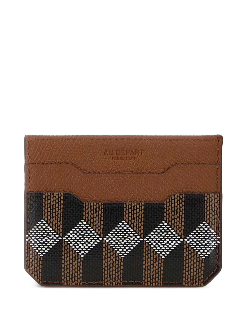 Au Départ printed leather card holder - Marrone