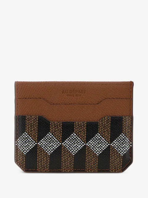 Au Départ printed leather card holder