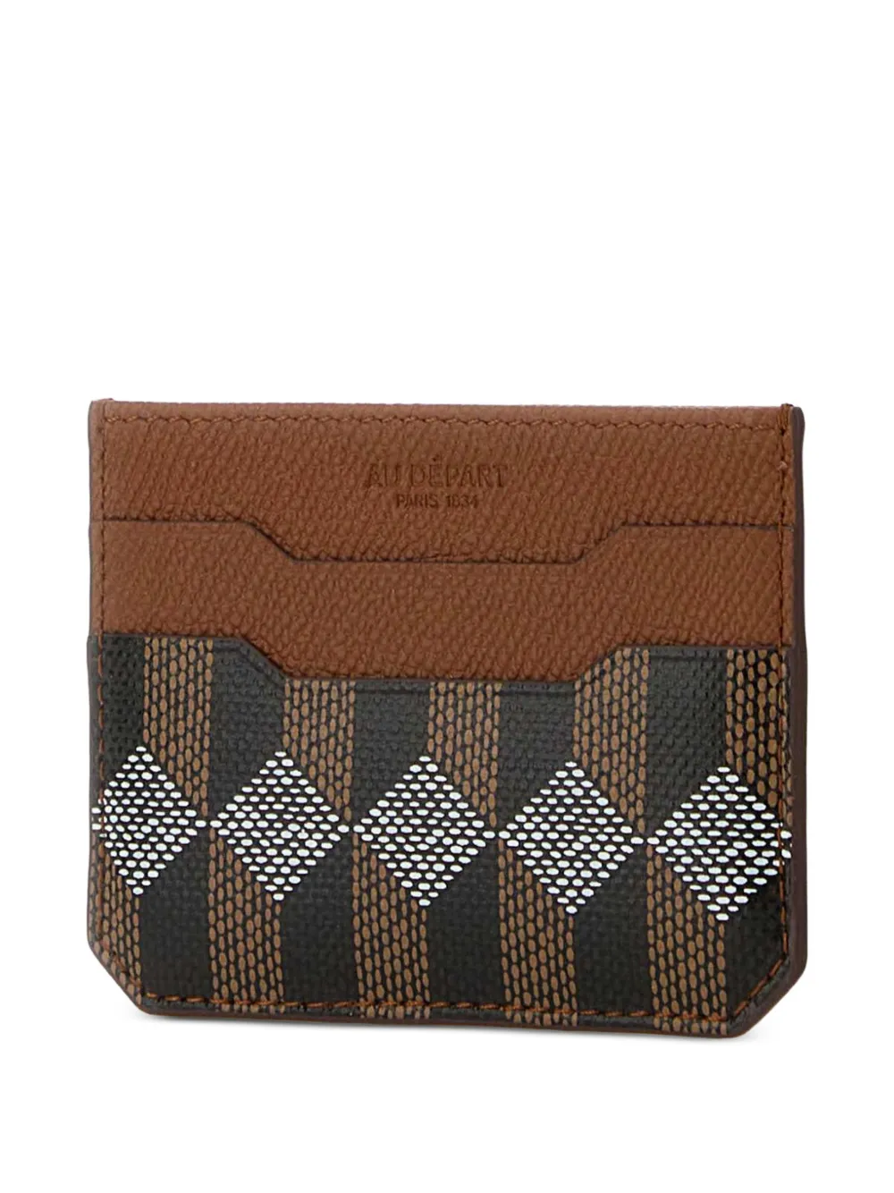  Au Départ Printed Leather Card Holder - Brown 