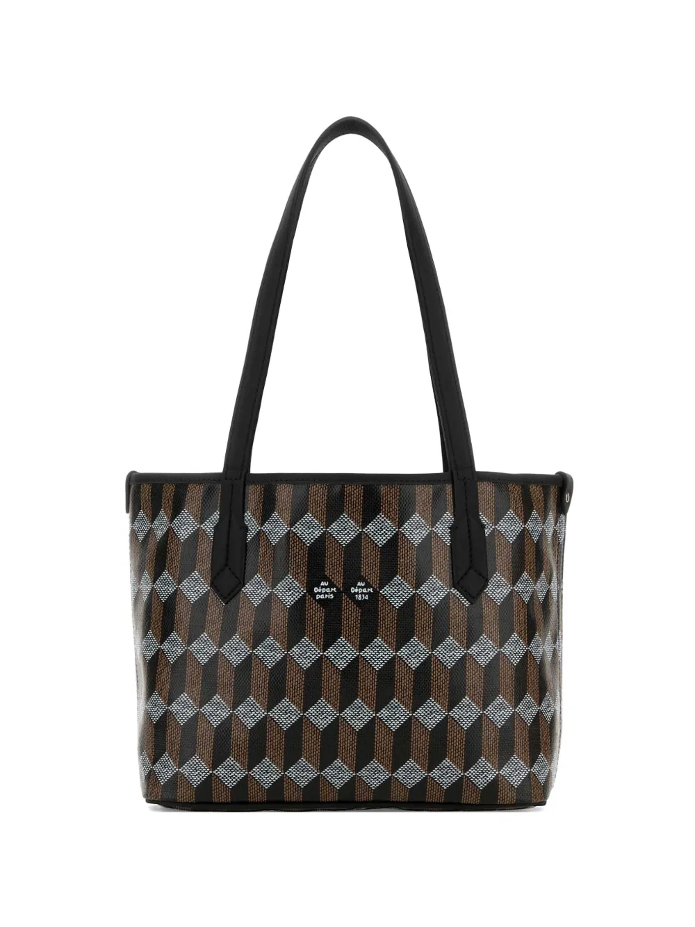 Au Départ N.28 printed shopping tote bag - Nero