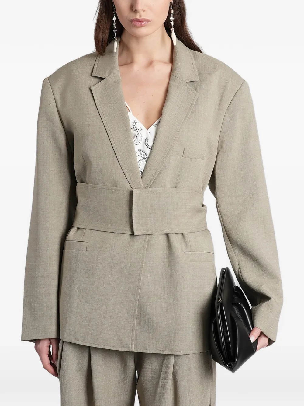 IRO Suny belted-waist notch-lapel jacket - Verde