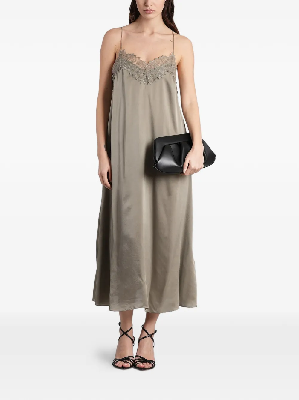 IRO Bailar lace-trimmed silk maxi dress - Verde