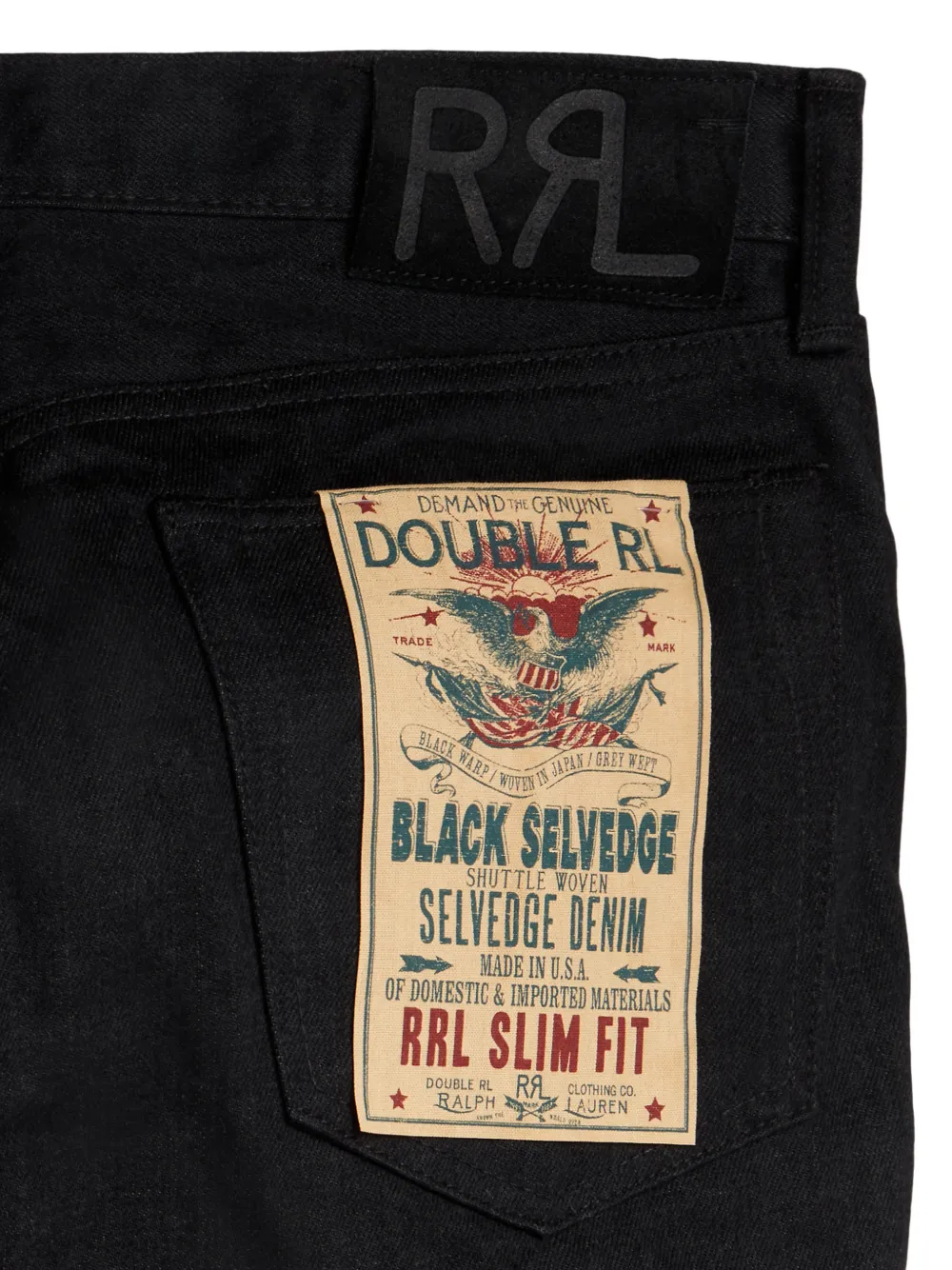 Ralph Lauren RRL skinny jeans met afwerking Zwart