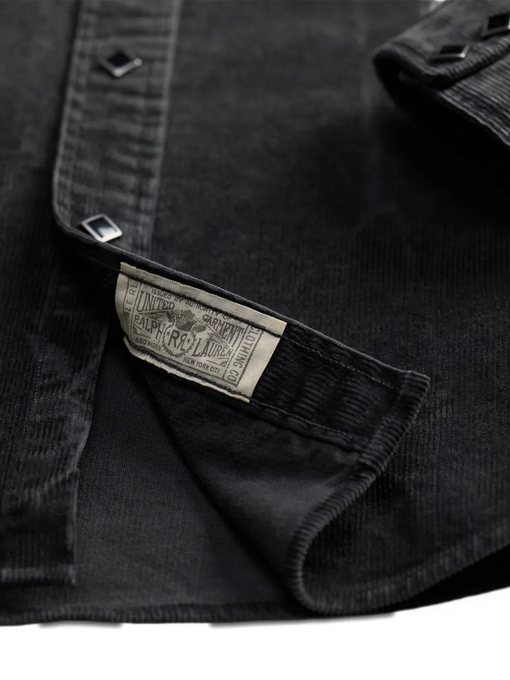 Ralph Lauren RRL Ribfluwelen Western gestikt yoke overhemd Zwart