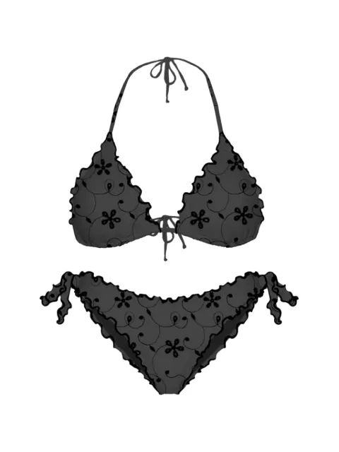 MC2 Saint Barth floral-embroidered ruffled bikini
