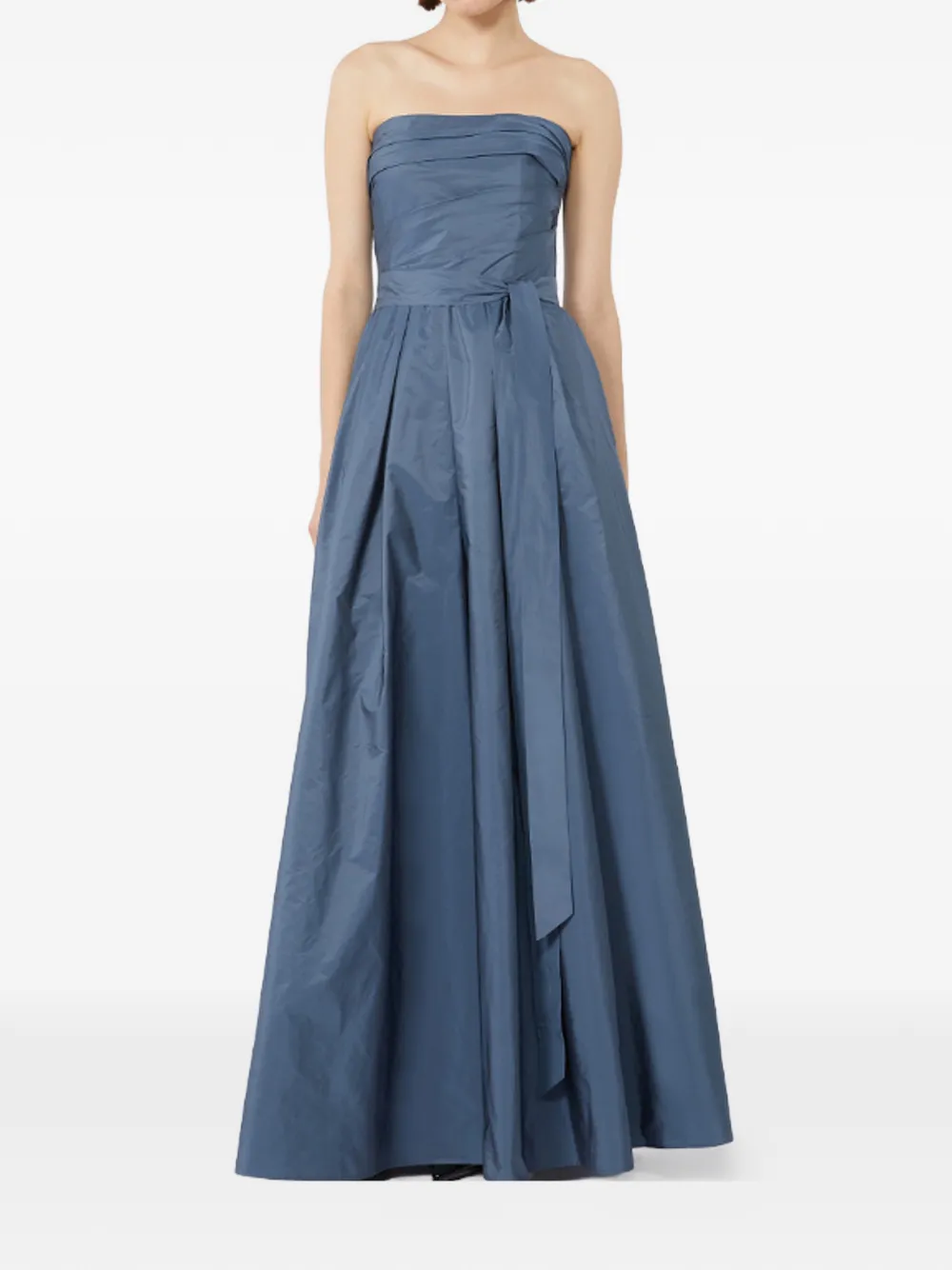  Max Mara Quinoa Strapless Belted Maxi Dress - Blue 