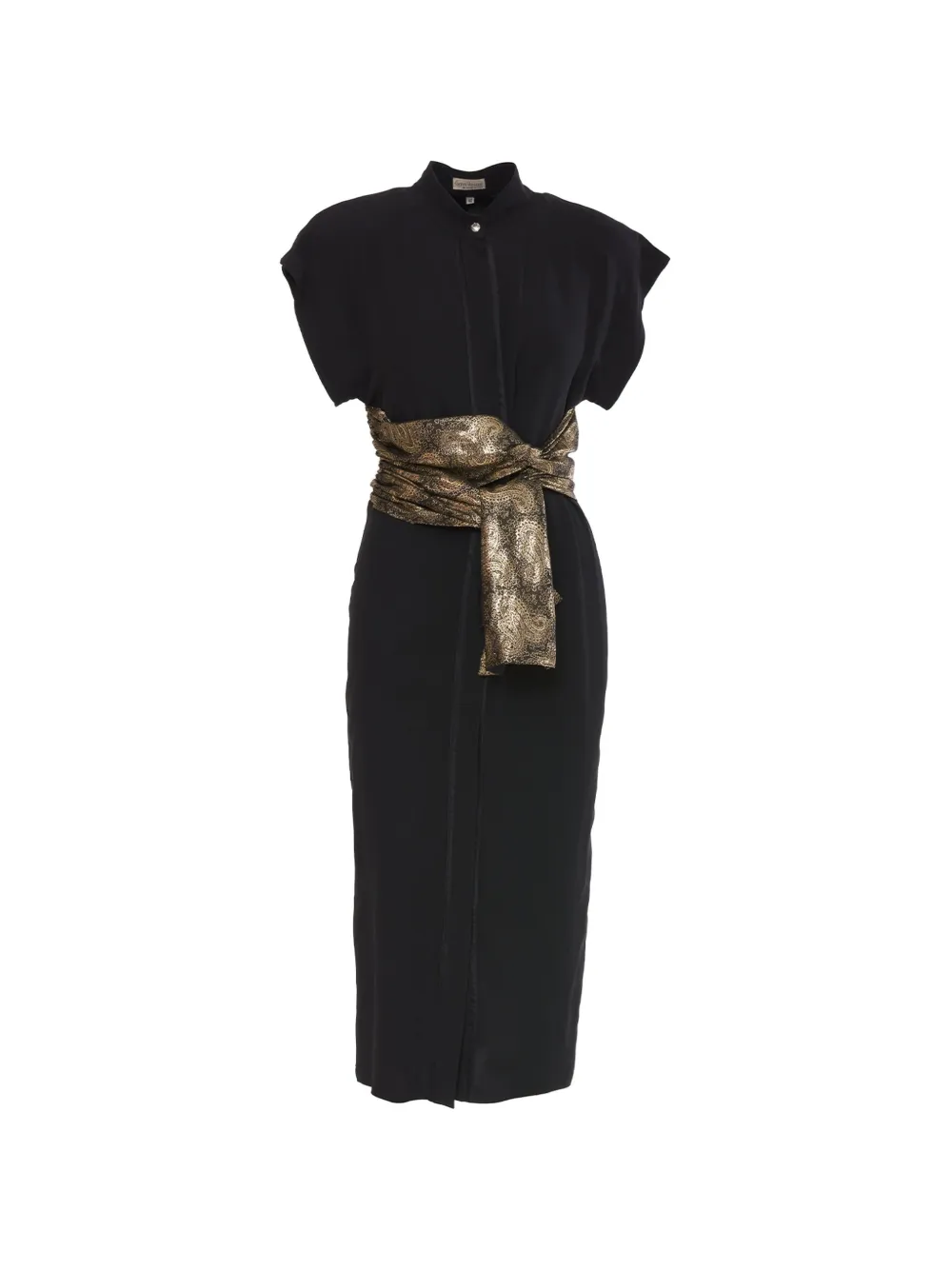 Pre-owned Versace Belted Midi Dress In Black