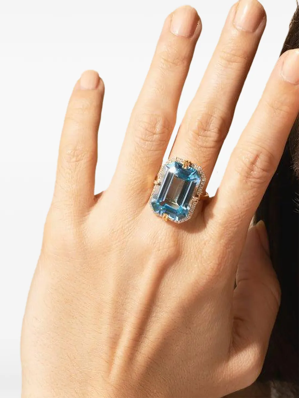  Goshwara Blue Topaz Diamond Ring - Gold 