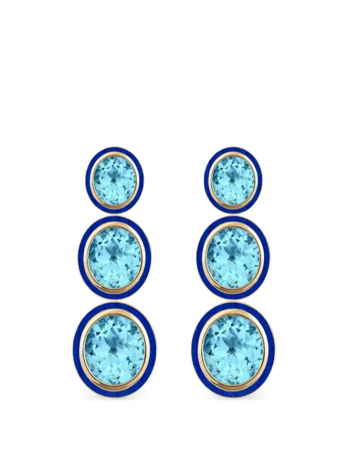 Goshwara 3-Tier oval blue topaz and lapis earrings