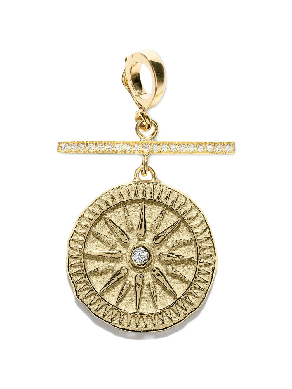 Azlee small Sunburst coin diamond pendant - Oro