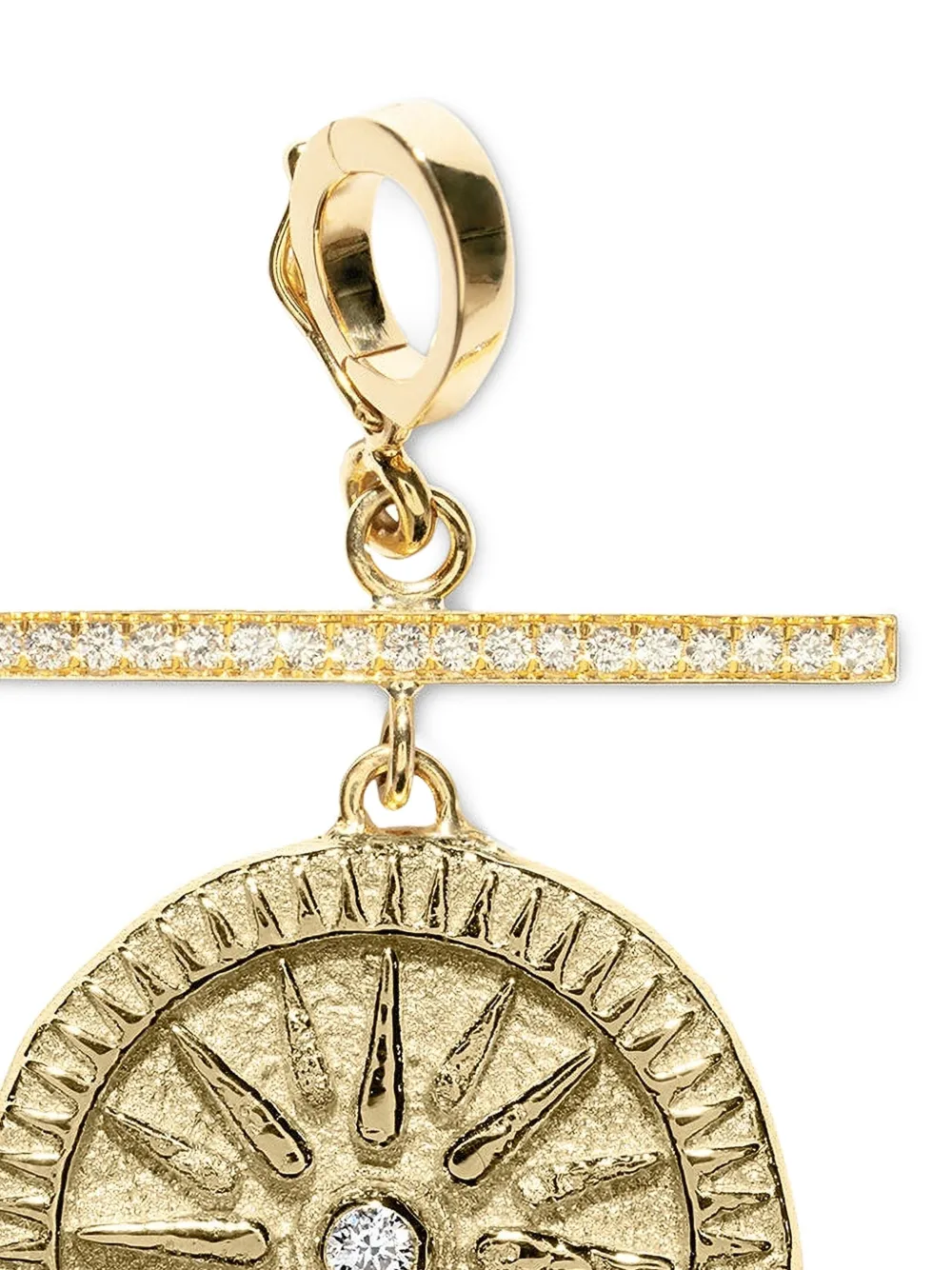  Azlee Small Sunburst Coin Diamond Pendant - Gold 