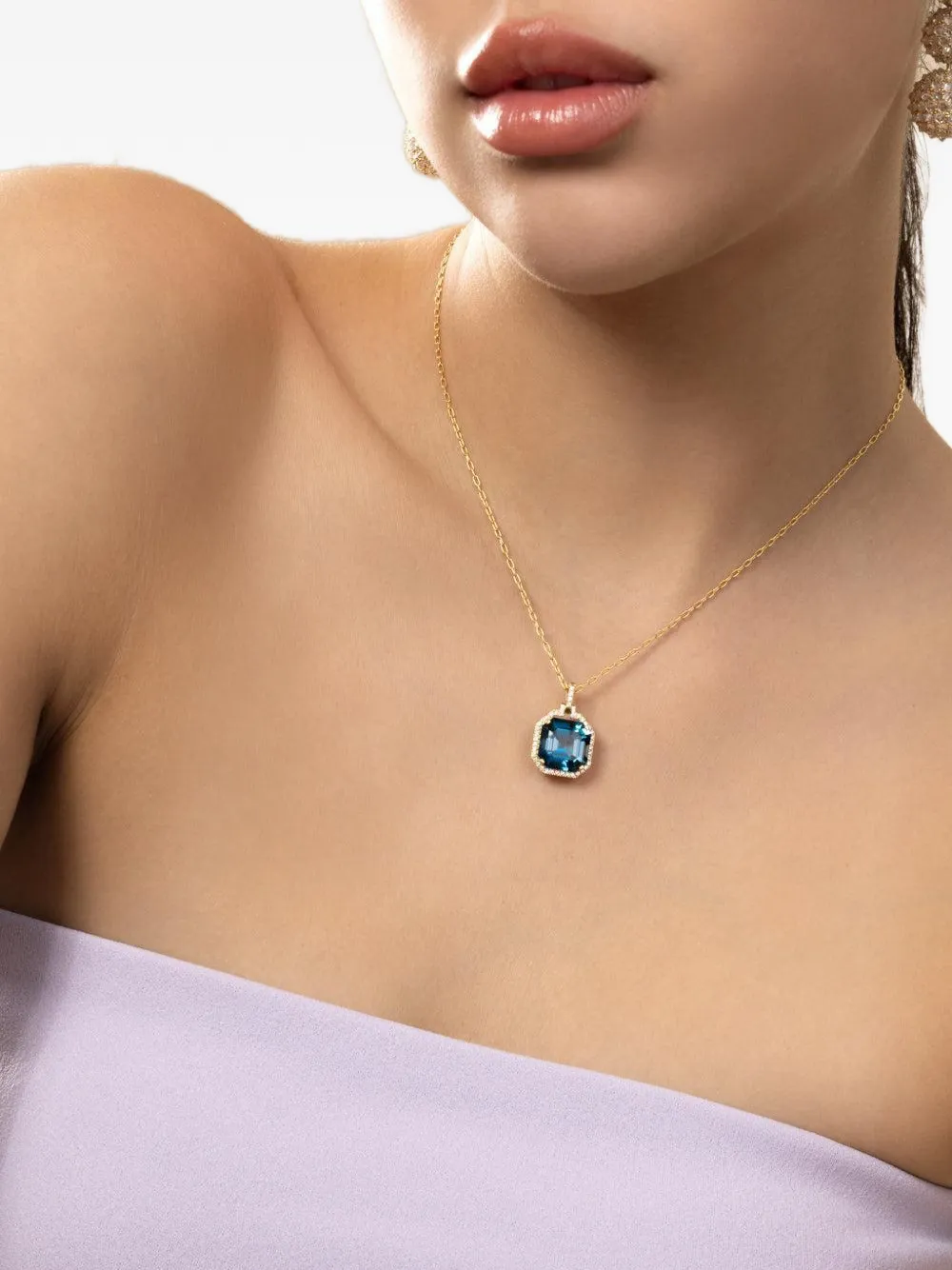 Goshwara London Blue Topaz And Diamond Necklace In Gold