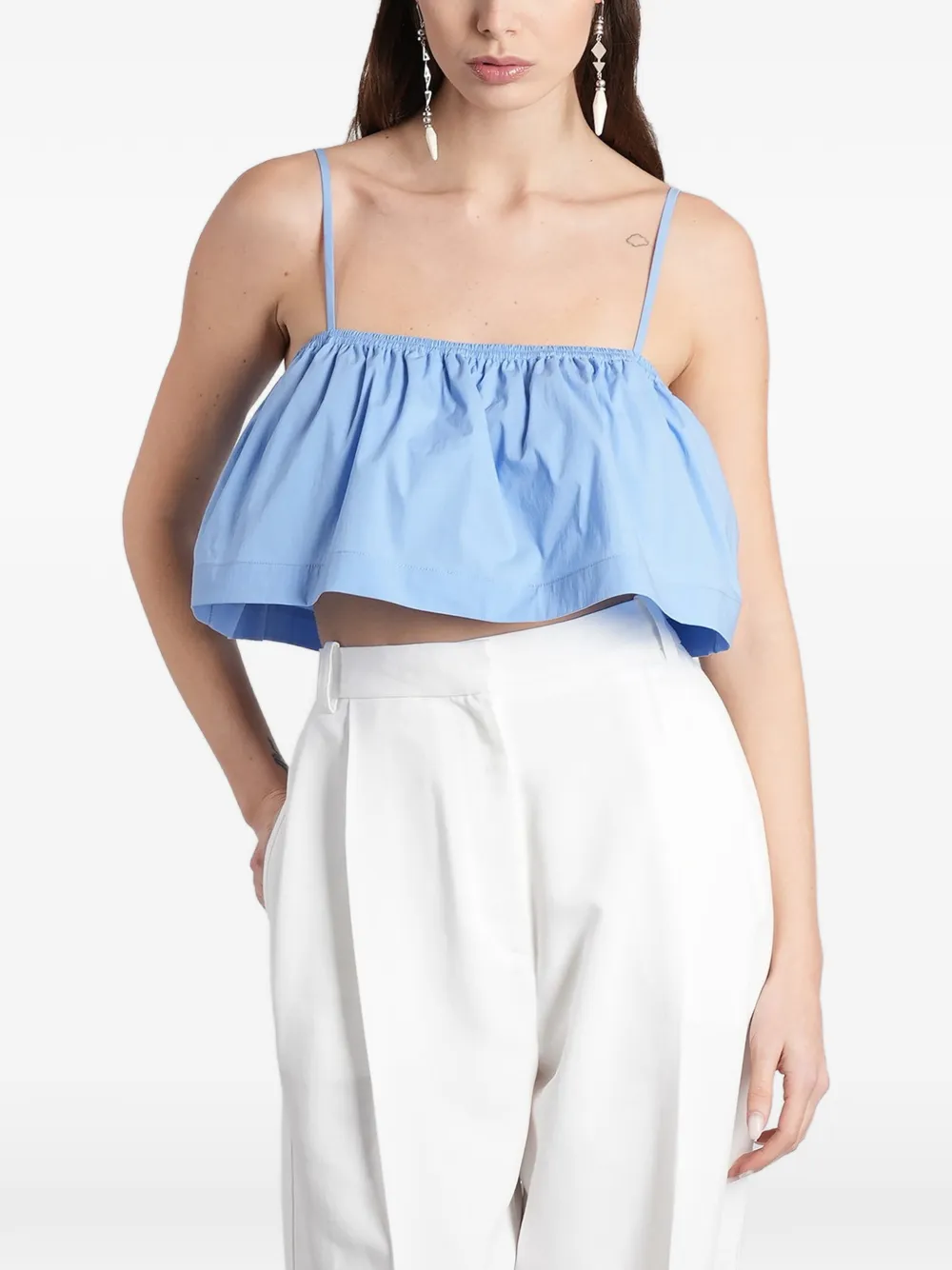 IRO Naomy ruffled cropped cotton top - Blu
