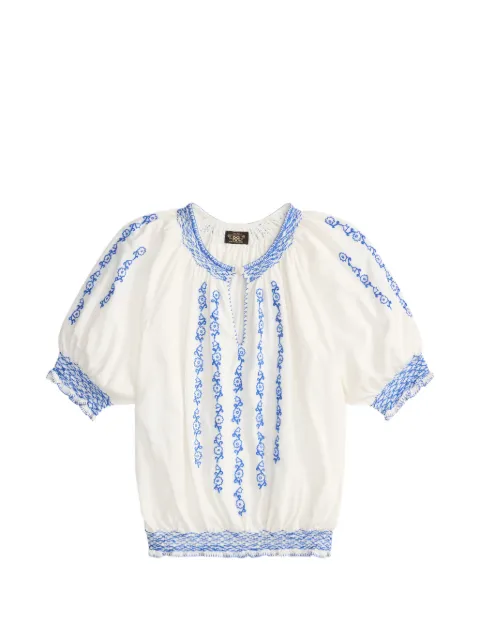 Ralph Lauren RRL floral-embroidered smocked blouse