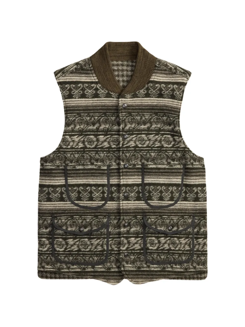 Ralph Lauren RRL Gilet reversibile con motivo pied-de-poule jacquard - Verde