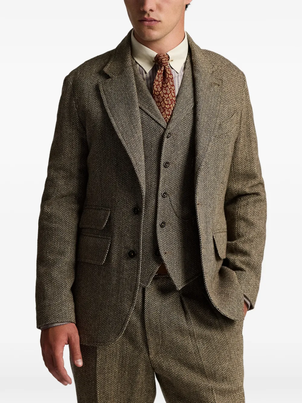 Ralph Lauren RRL Blazer con motivo a spina di pesce - Marrone