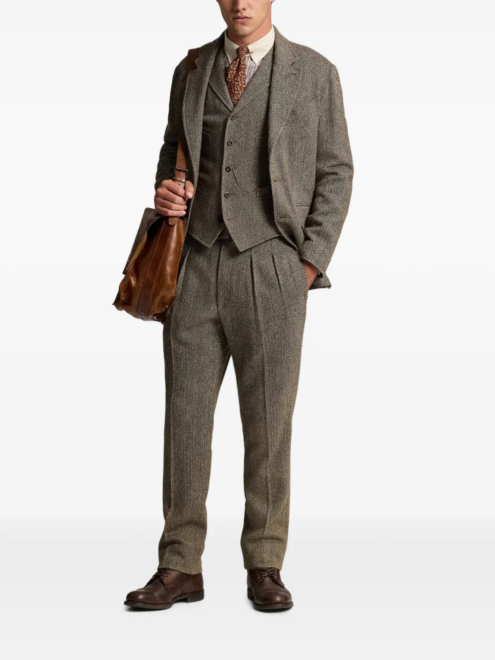 Ralph Lauren RRL Blazer met visgraatpatroon Bruin