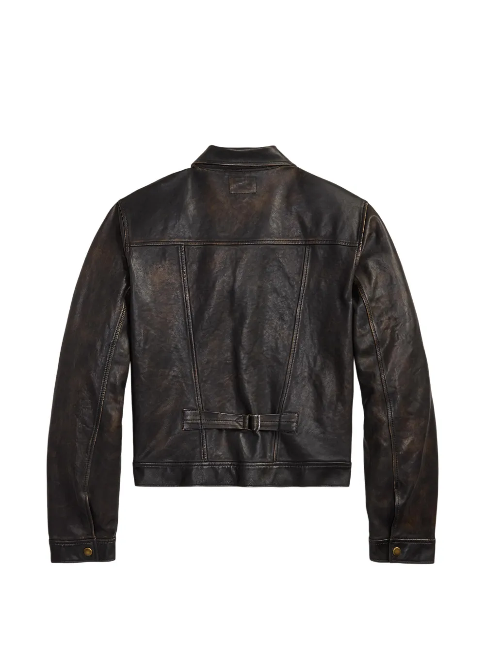 Ralph Lauren RRL Gerafeld leren jack met franje afwerking Bruin